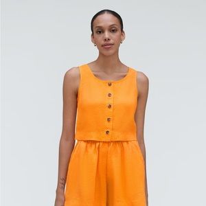 Like new - The Linen Button-Front Crop Tank Size 6 / Turmeric